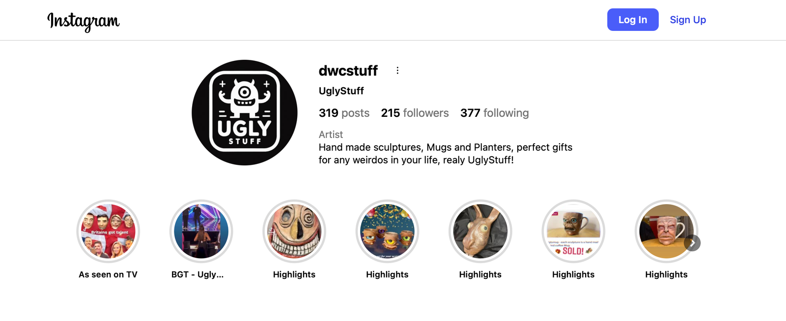 UglyStuff screenshot (tap to visit my Instagram)