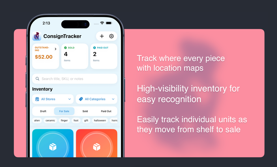 Stop Losing Track of Your Consignment Items (And How to Find Your Way Back to Your Art):My Newest IOS App helps